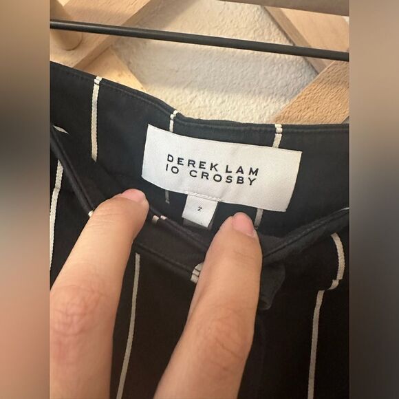 Derek Lam 10 Crosby Cropped Straight-Leg Striped Trousers Sz 2 - Picture 6 of 9